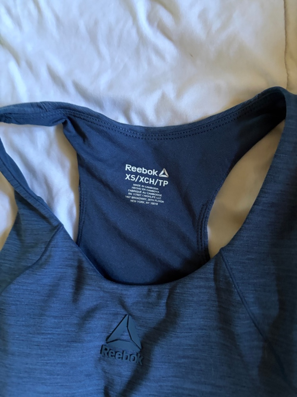 Reebok Dark Blue Logo Racerback Sports Bra